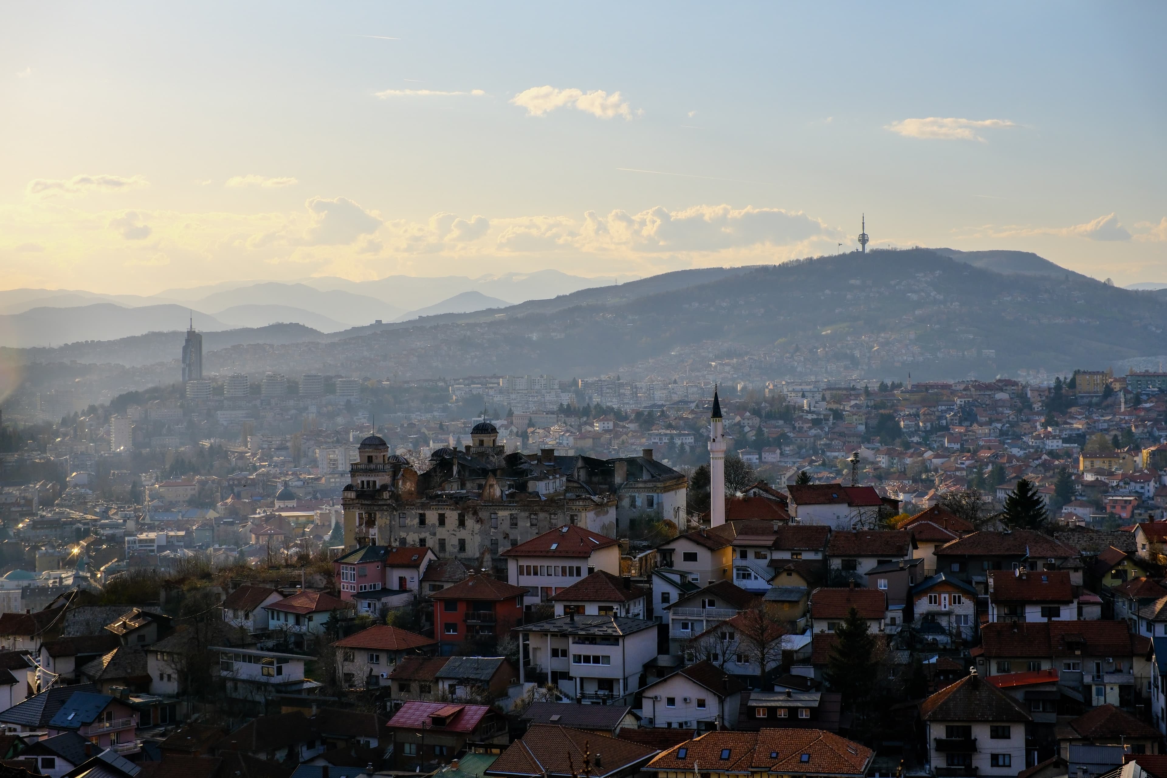 A panoramic view overlooking Sarajevo from the Yellow Fortress.